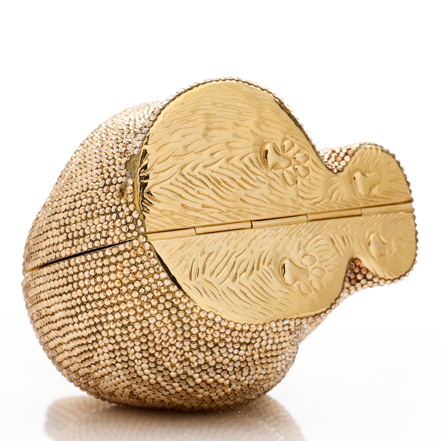 Swarovski Crystal Cat Minaudiere Clutch Gold