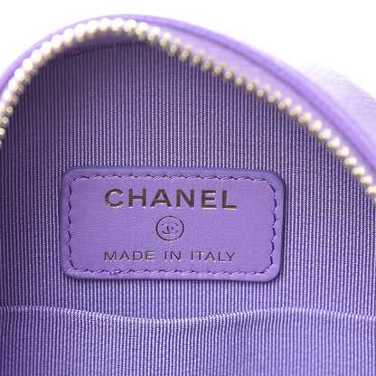 Chanel Caviar Quilted Round Clutch With Chain Purple 6 of 11