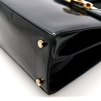 Salvatore Ferragamo Hammered Calfskin Small Iconic Top Handle Bag Black 9 of 9