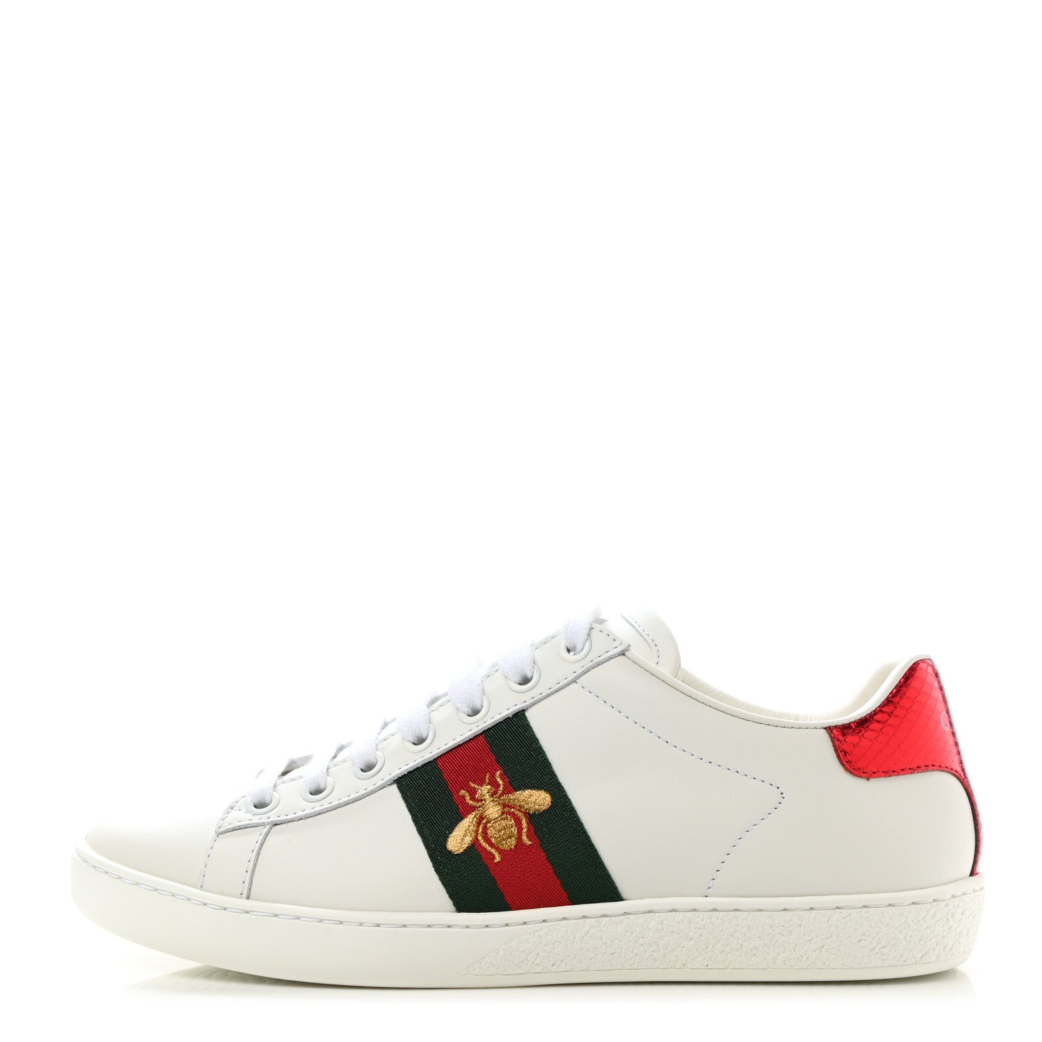 Gucci Calfskin Web Bee Embroidered Womens Ace Sneakers 36 White 1 of 11