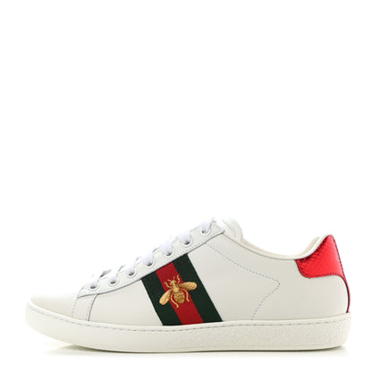 Gucci Calfskin Web Bee Embroidered Womens Ace Sneakers 36 White 1 of 11