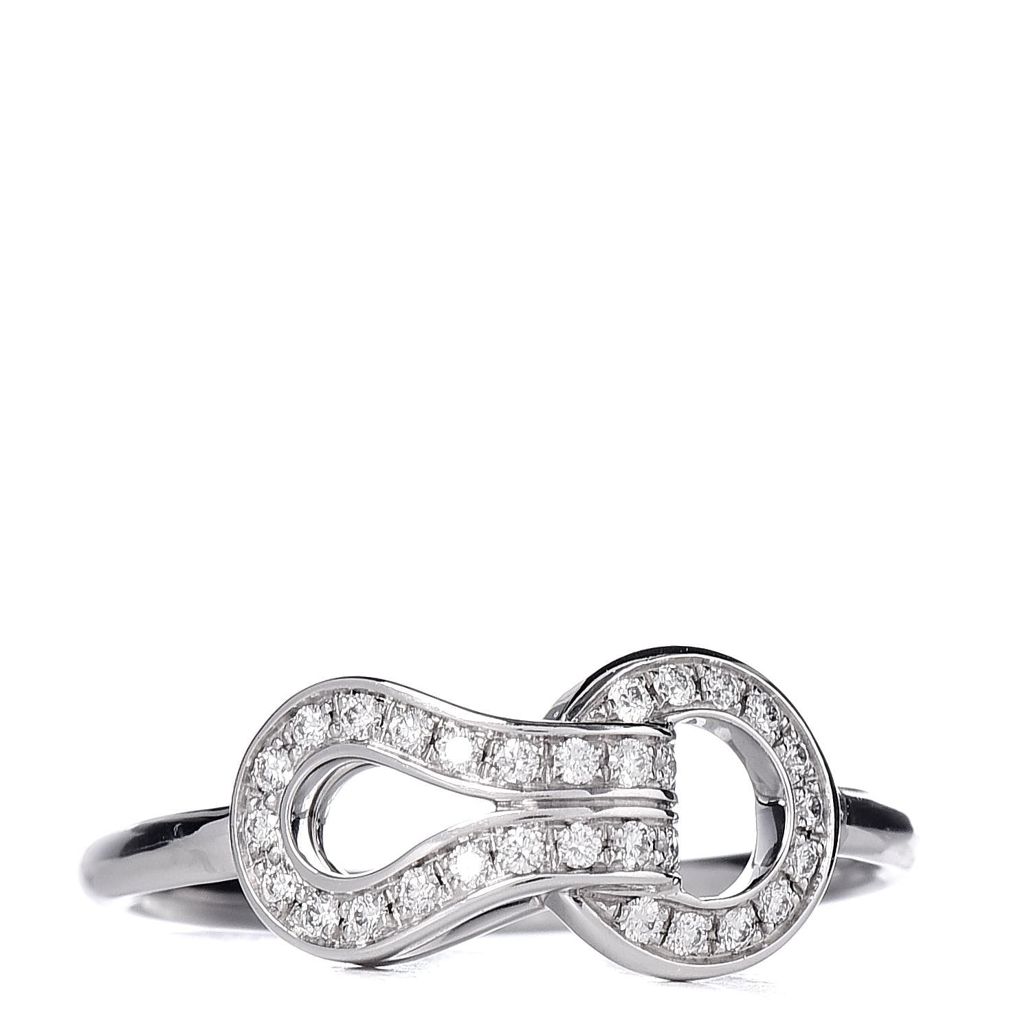 Cartier 18K White Gold Diamond 8mm Agrafe Ring 48 4.5 1 of 6