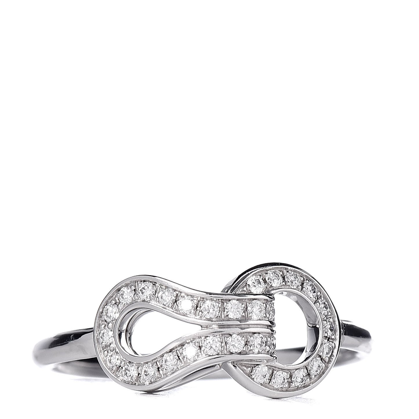 18K White Gold Diamond 8mm Agrafe Ring 48 4.5