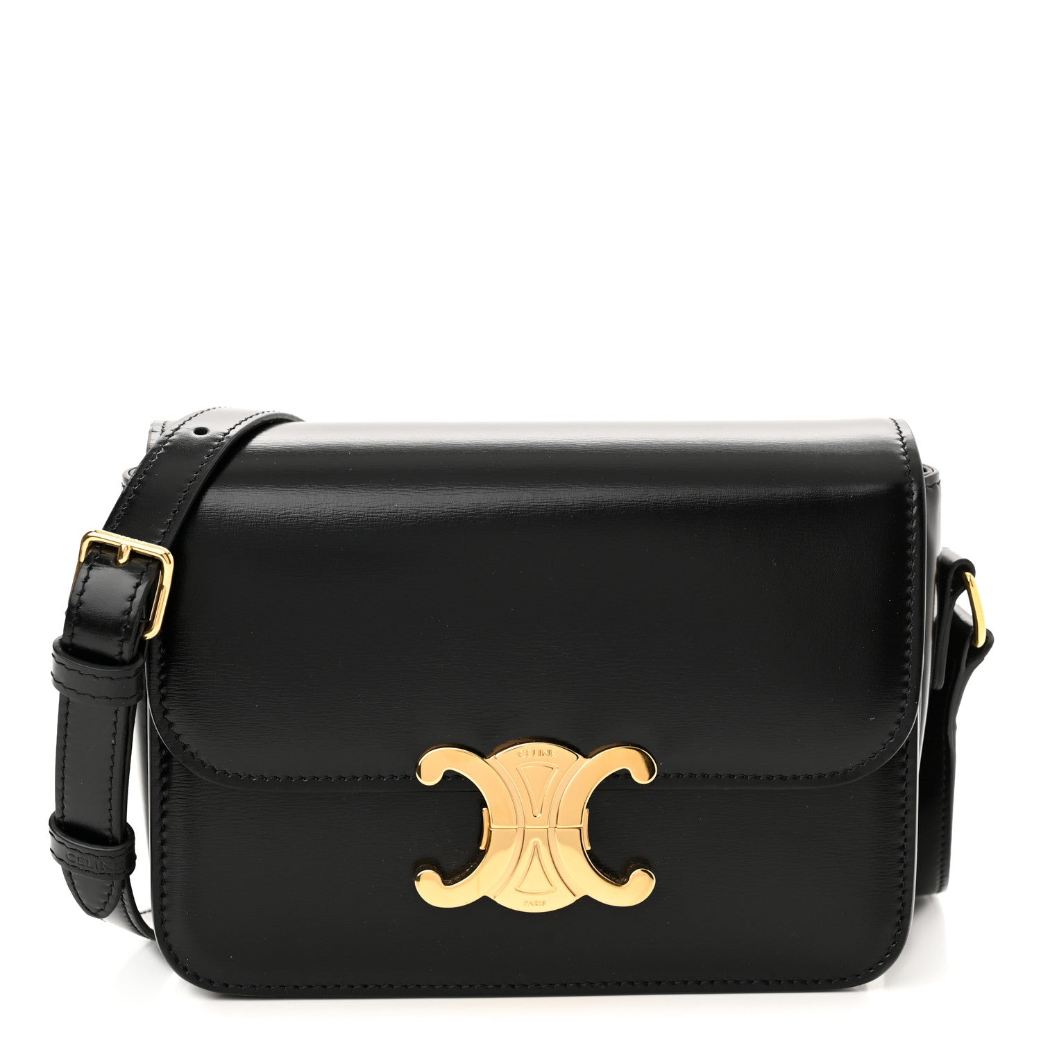Celine Shiny Calfskin Teen Triomphe Black 1 of 9
