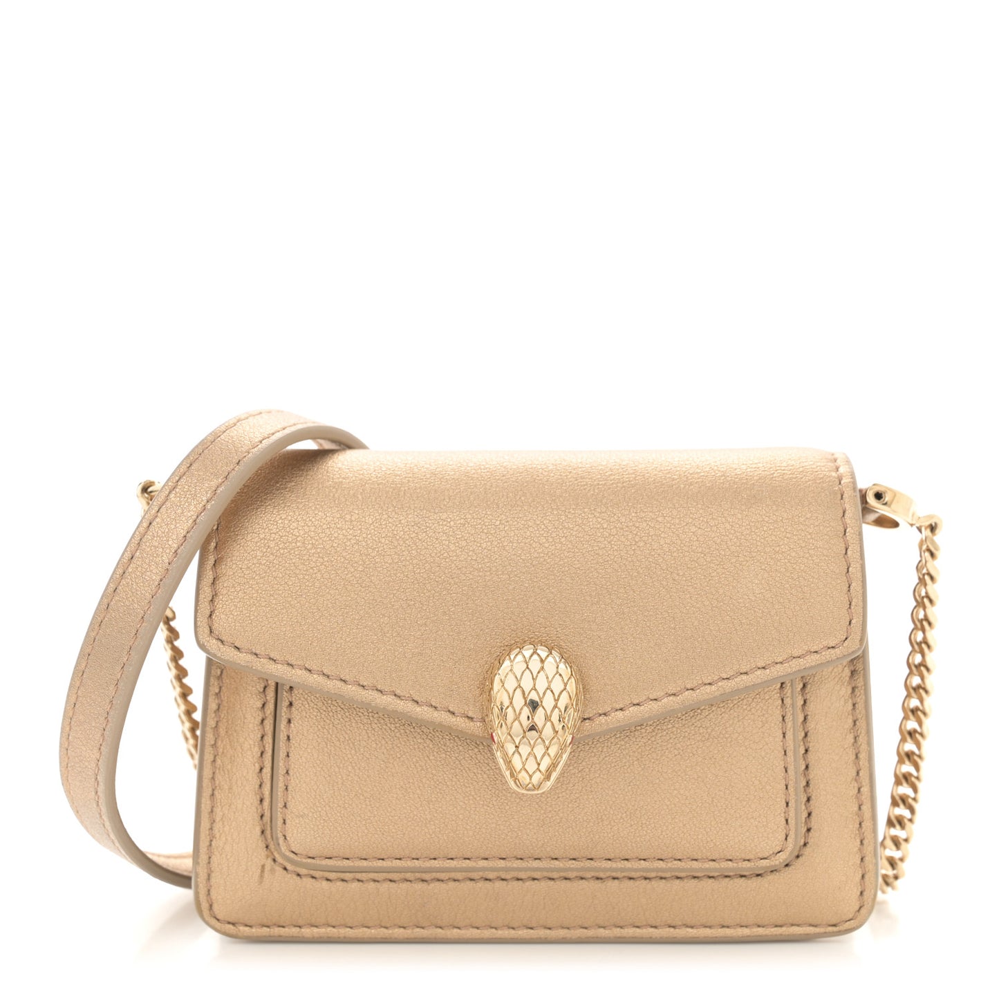 Metallic Calfskin Serpenti Forever Micro Bag Gold