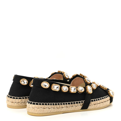 Gucci Canvas Crystal Embellished Espadrilles 38.5 Black 4 of 10