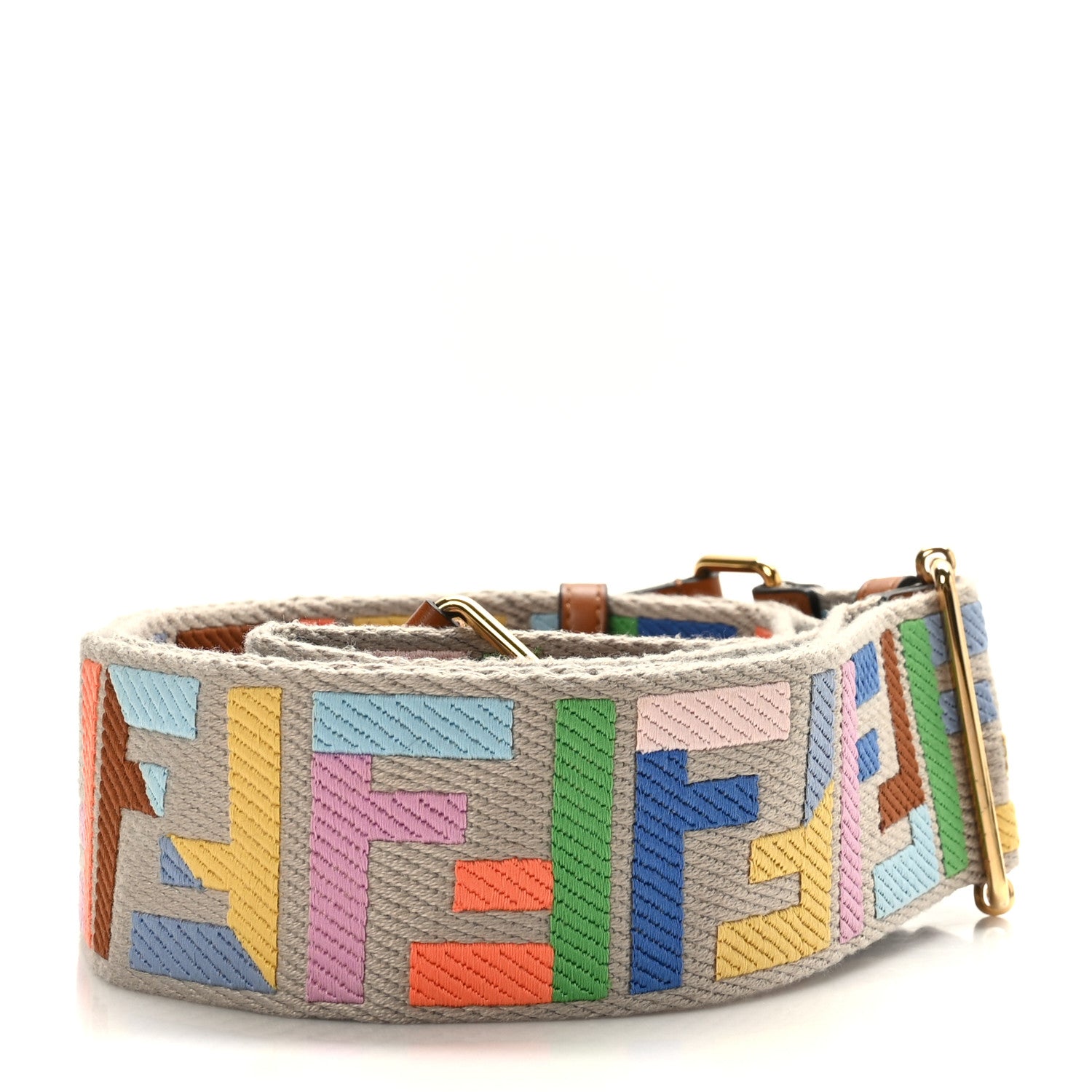 Fendi Ribbon Vitello King FF 1974 Strap You Beige Multicolor 2 of 5