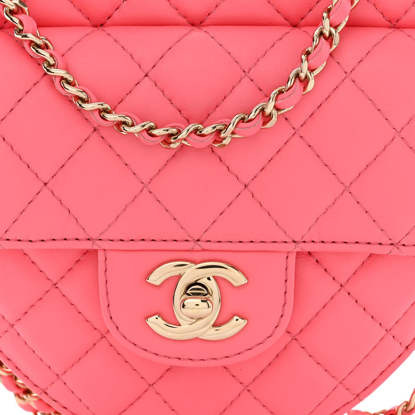 Lambskin Quilted CC In Love Heart Bag Pink
