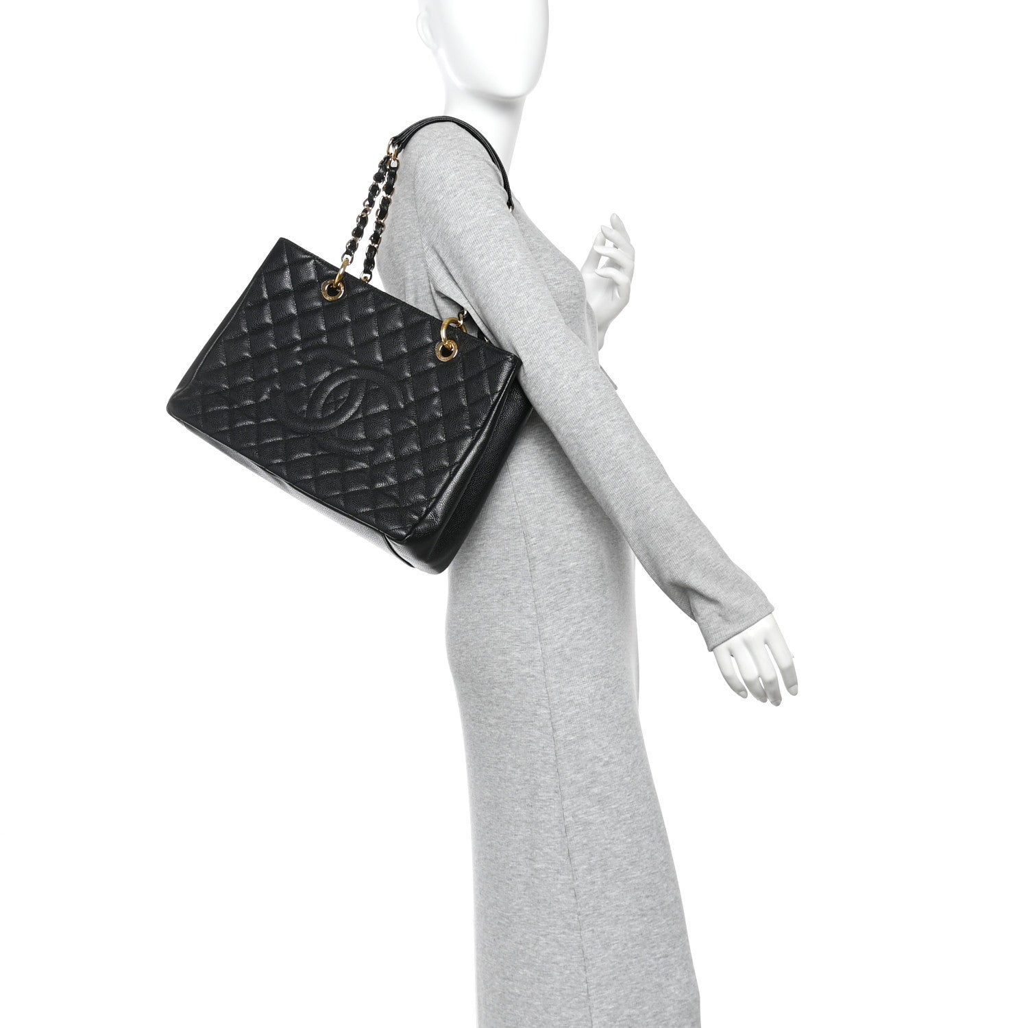 Chanel Caviar Large CC Shoulder Bag Black 2 of 10