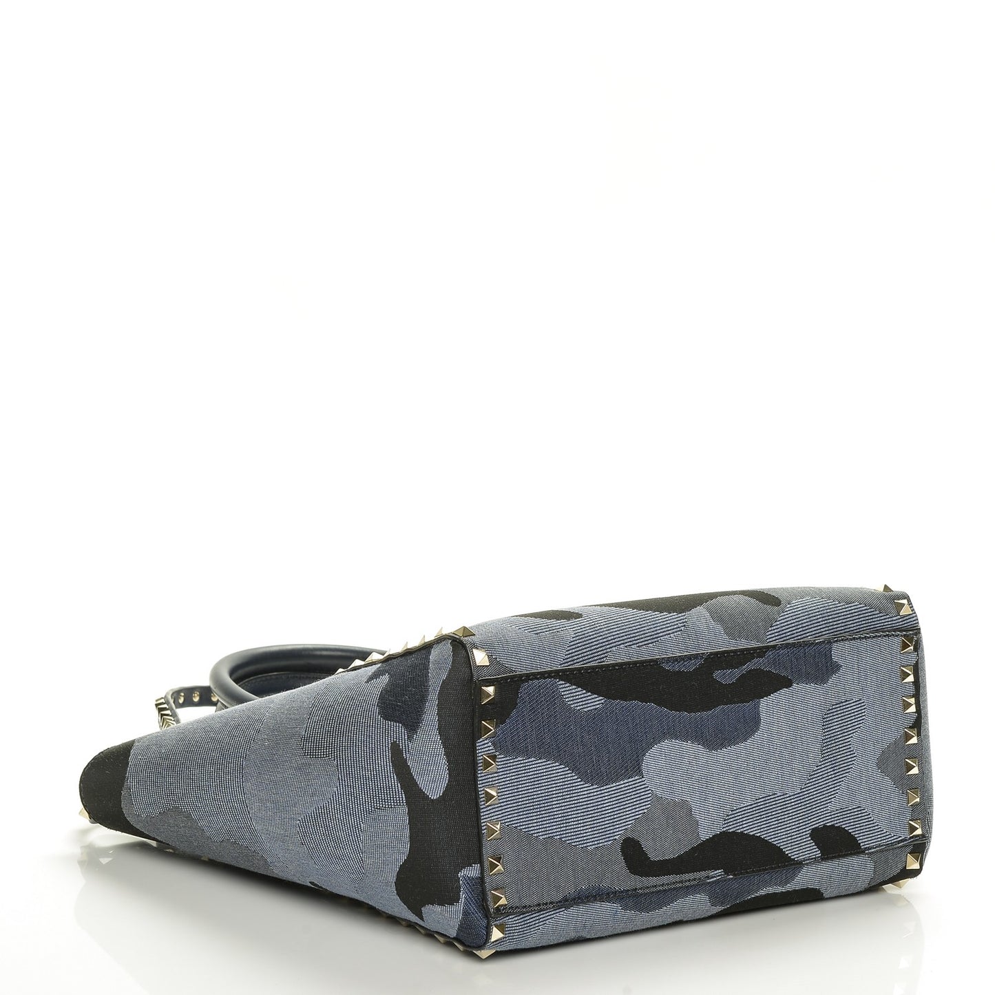 Canvas Camouflage Rockstud Double Handle Tote Blue