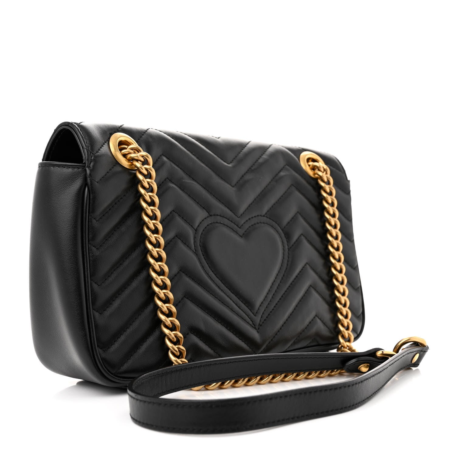 Gucci Calfskin Matelasse Mini GG Marmont Shoulder Bag Black 3 of 15
