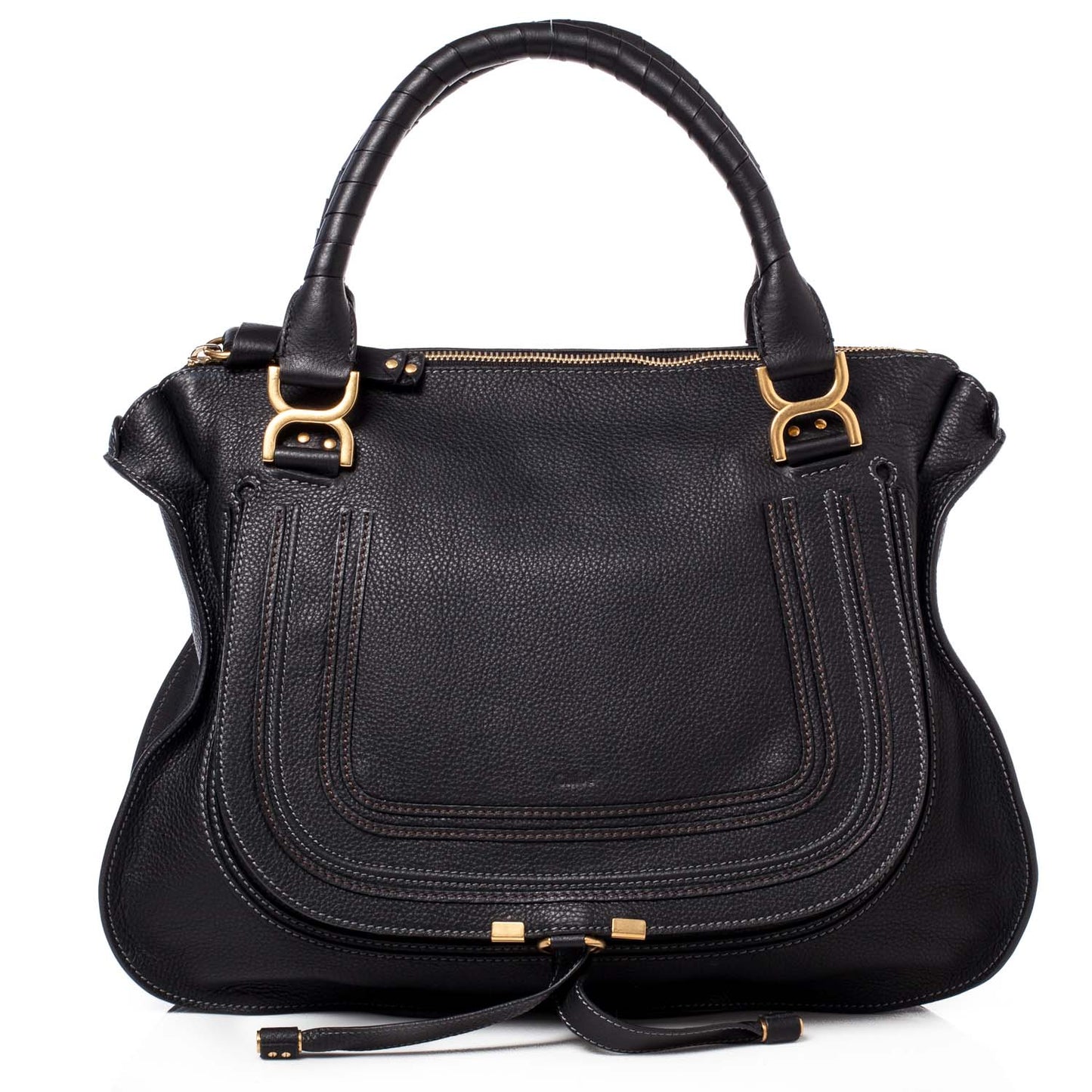 Leather Large Marcie Satchel Black