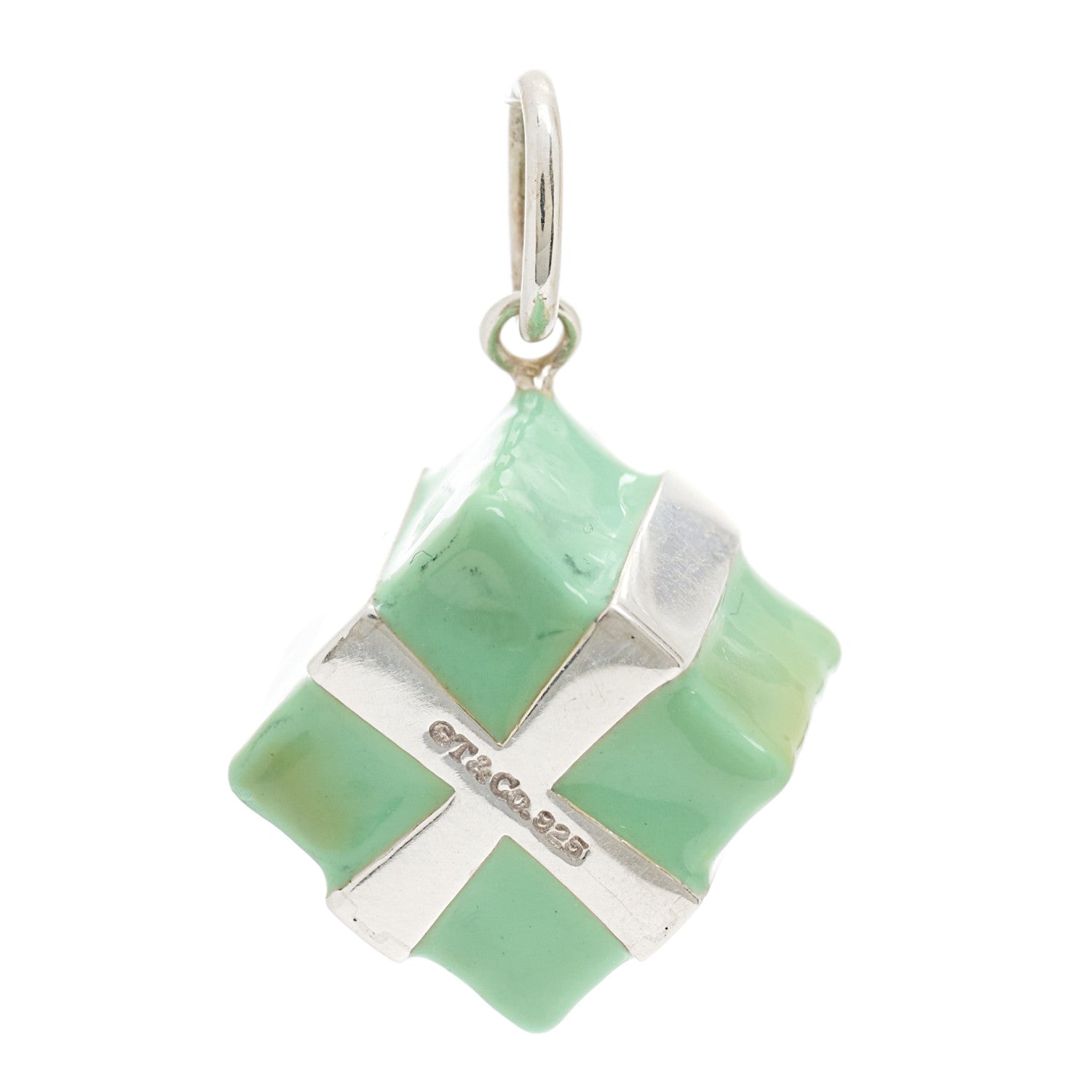 Tiffany Sterling Silver Enamel Gift Box Charm Blue 3 of 5