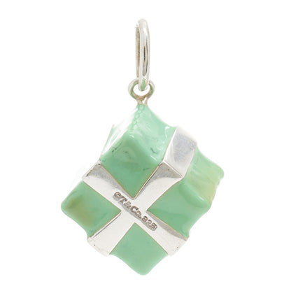 Tiffany Sterling Silver Enamel Gift Box Charm Blue 3 of 5