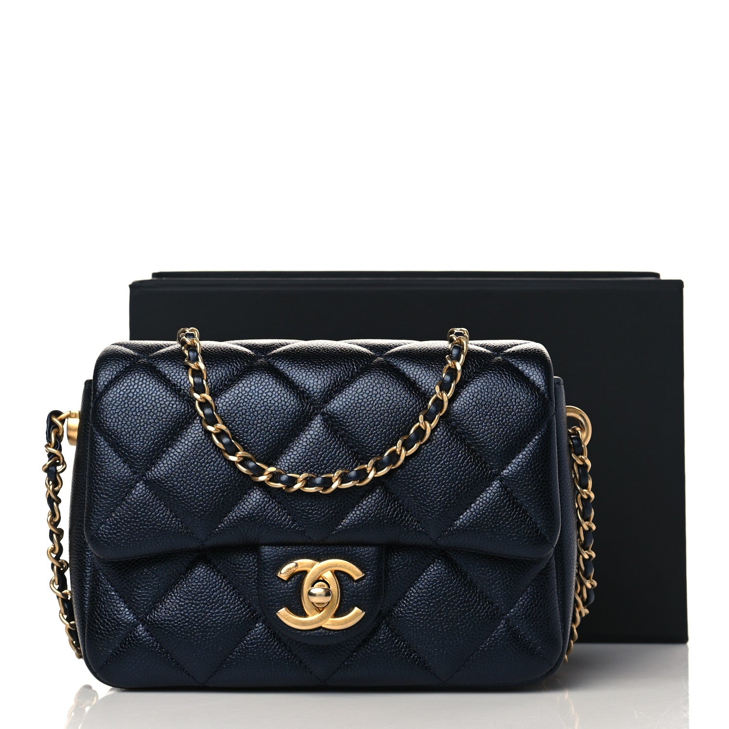 Chanel Iridescent Caviar Quilted Mini My Perfect Flap Dark Blue 8 of 8