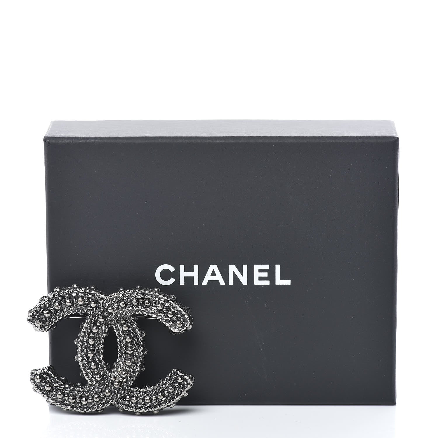 Chanel Ruthenium Beaded Chain CC Large Brooch 5 of 5