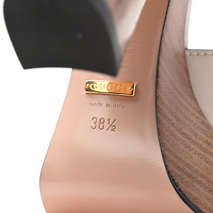 Gucci Cosmos Softy Calfskin Wooden Interlocking G Cut-Out 30/120mm Platform Sandals 38.5 Mystic White 7 of 8