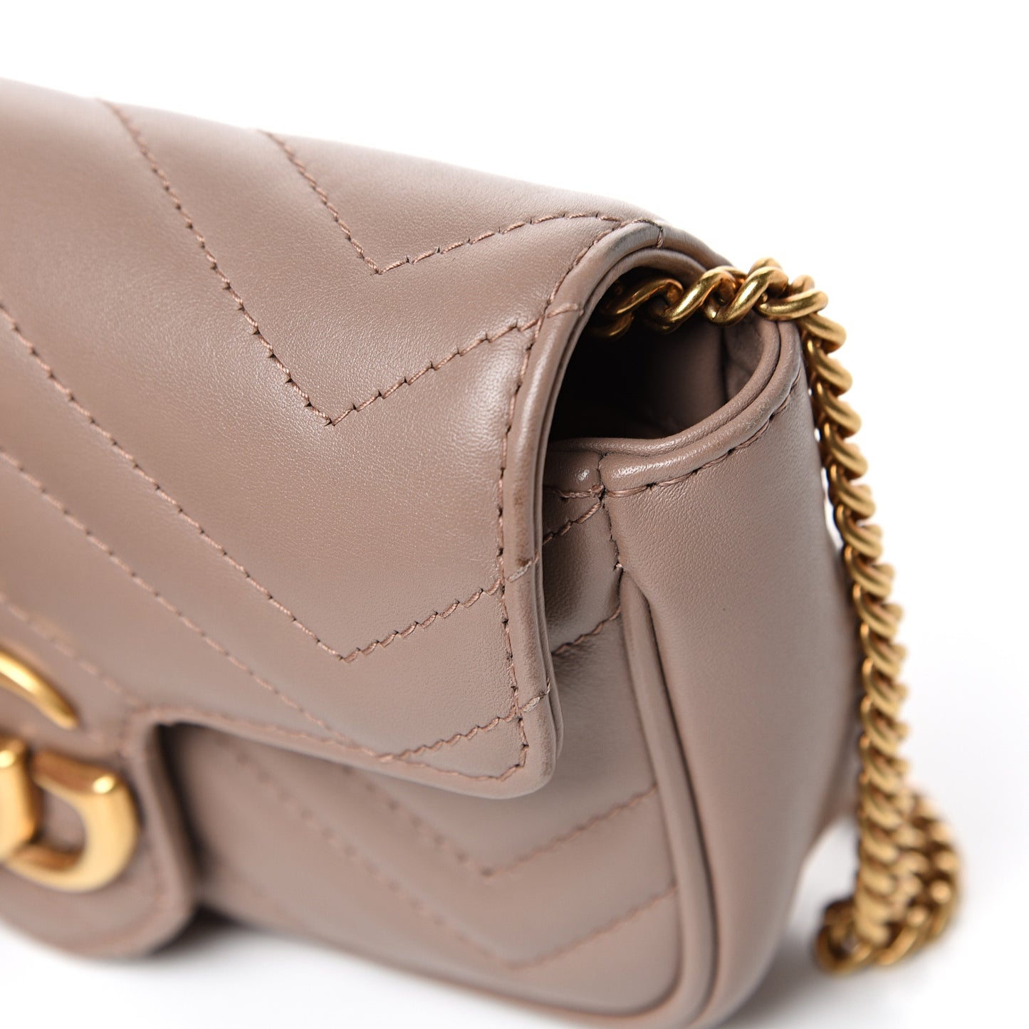 Calfskin Matelasse Super Mini GG Marmont Shoulder Bag Porcelain Rose
