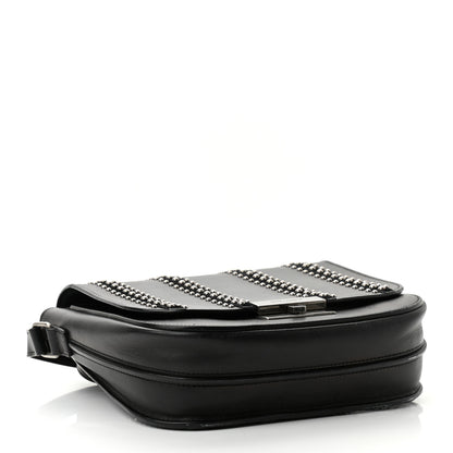 Saint Laurent Smooth Calfskin Suede Betty Stud Stripe Flap Messenger Black 4 of 10