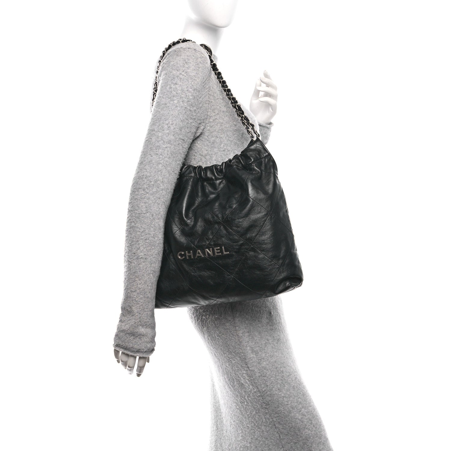 Chanel Shiny Calfskin Quilted Chanel 22 Black 3 of 23