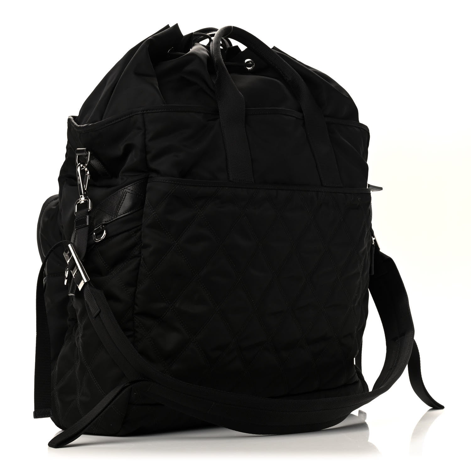 Prada Nylon Tessuto Impuntu Quilted Messenger Bag Black 3 of 8