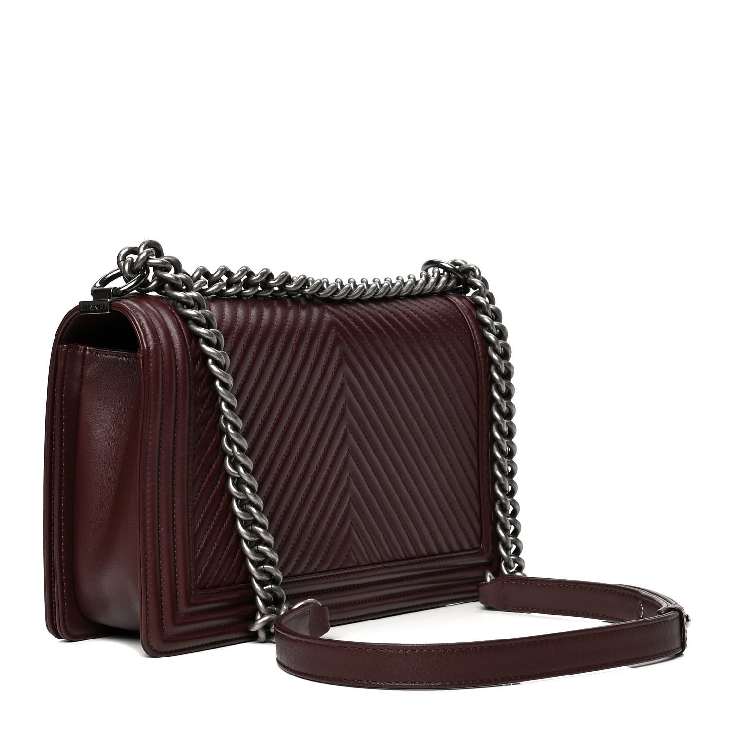 Chanel Calfskin Chevron Quilted New Medium Boy Flap Burgundy 2 of 5