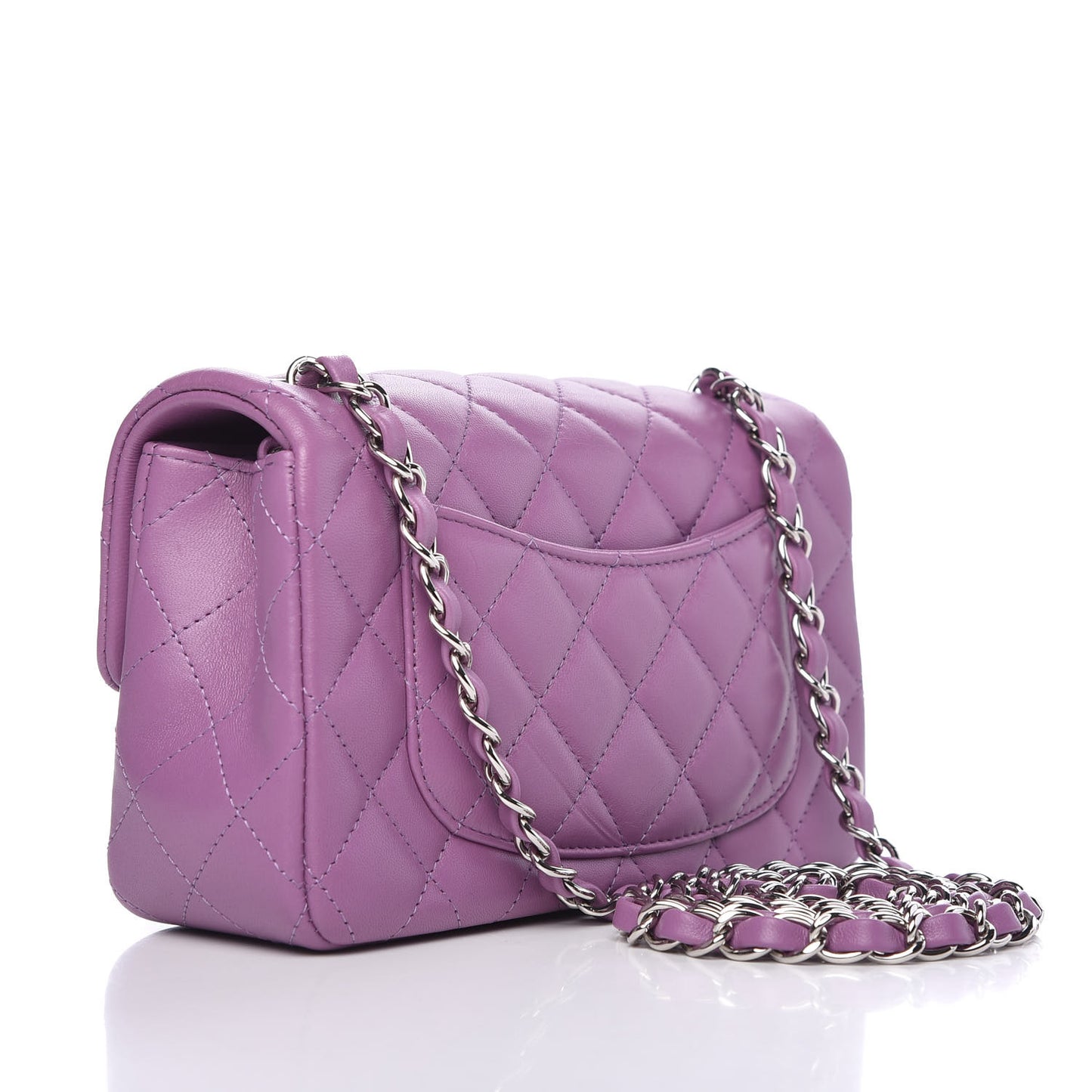 Lambskin Quilted Mini Rectangular Flap Purple