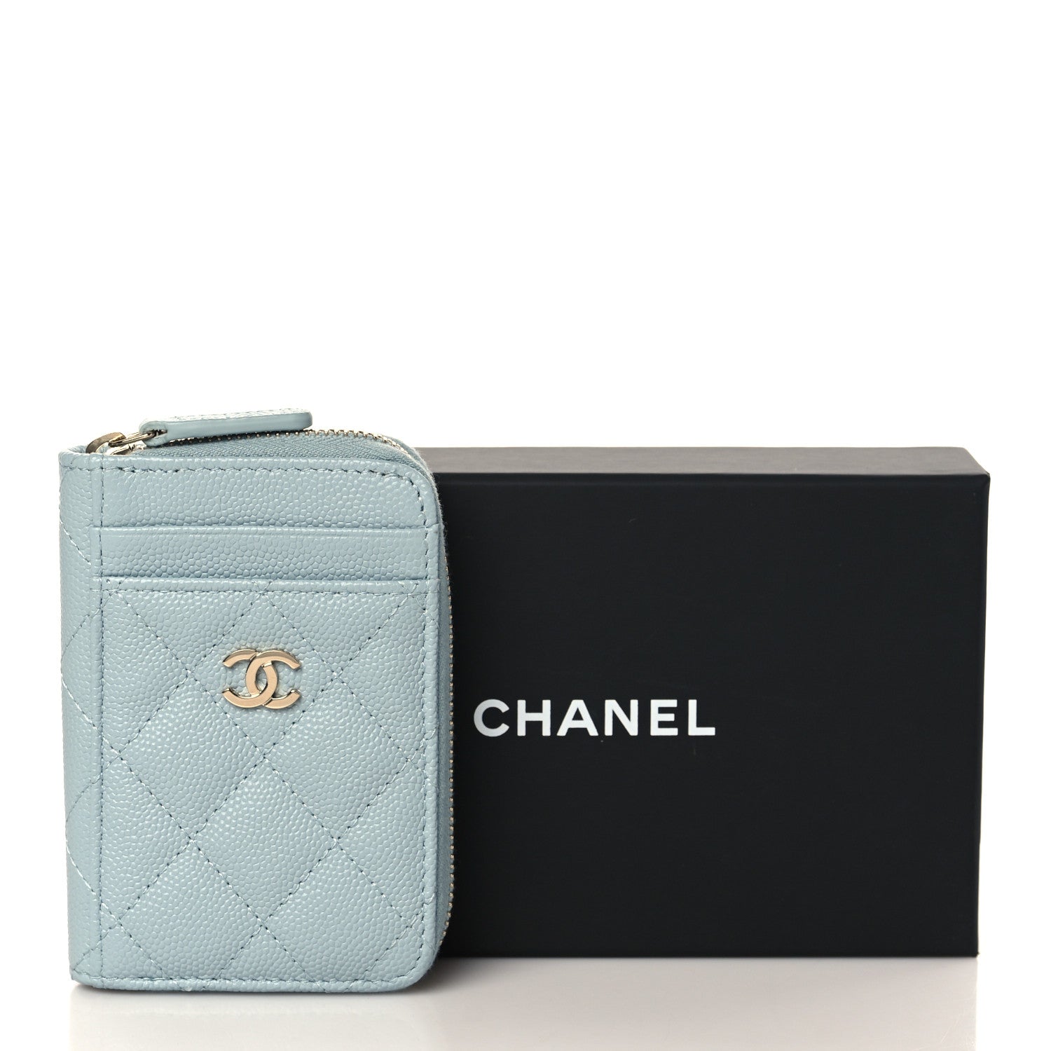 Chanel Caviar Quilted Zip Card Holder Light Blue 8 of 8