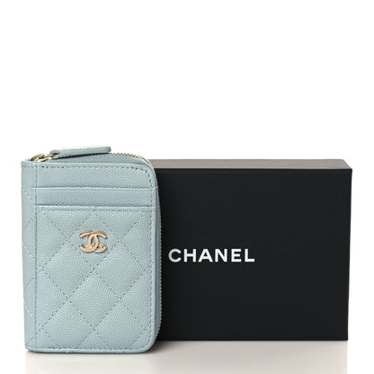Chanel Caviar Quilted Zip Card Holder Light Blue 8 of 8