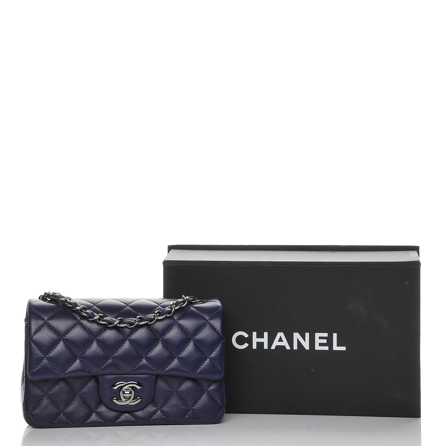 Chanel Lambskin Quilted Mini Rectangular Flap Dark Purple 8 of 8
