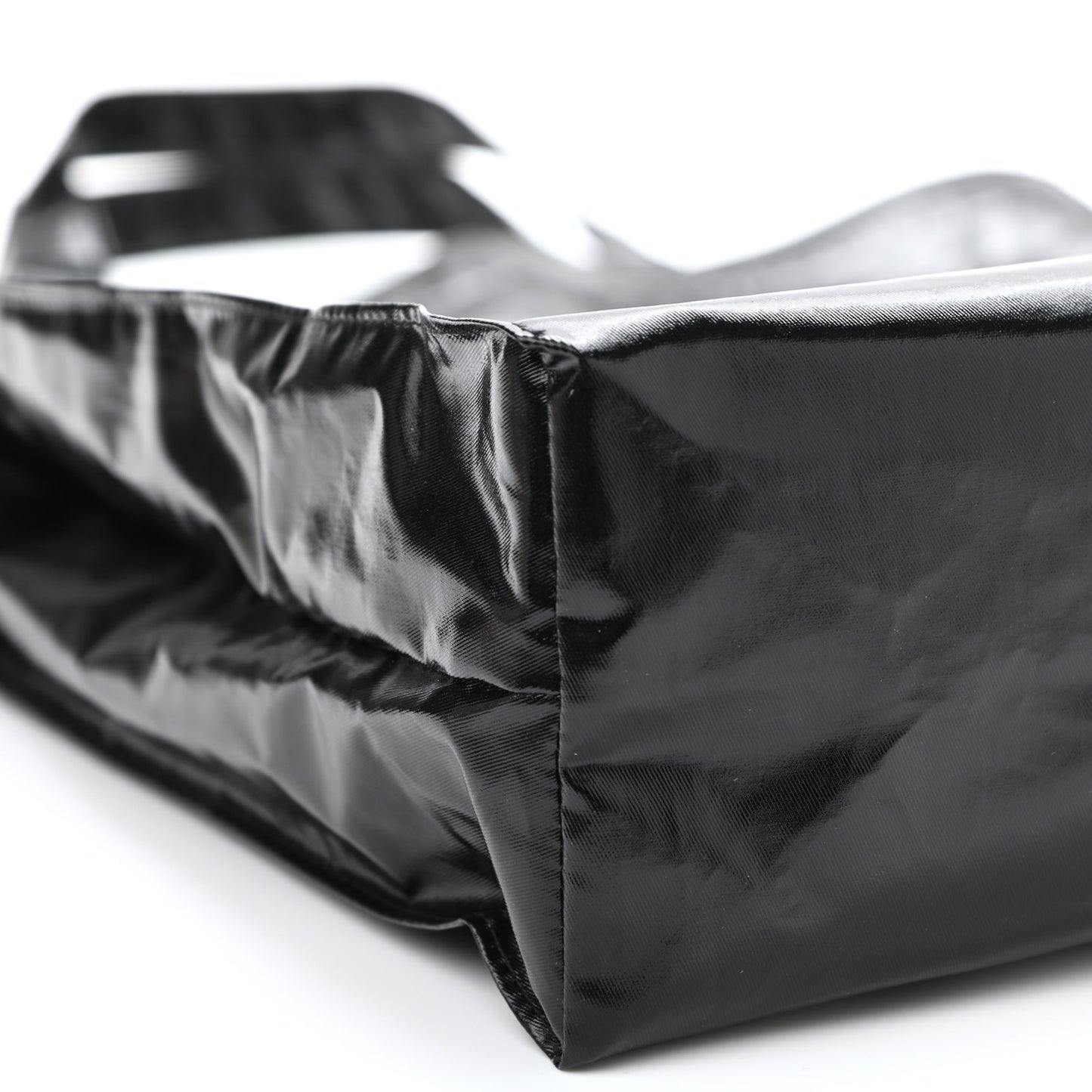 Patent Canvas Frame Logo Vertical Tote Black Crop