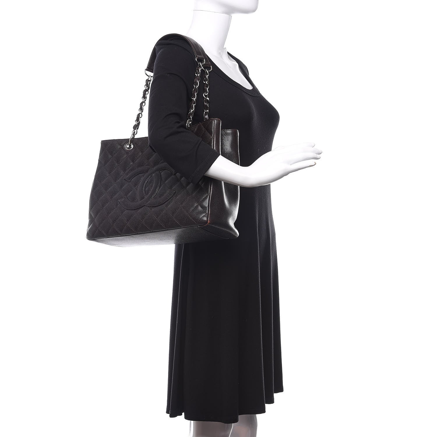 Chanel Caviar Grand Shopping Tote GST Dark Brown 2 of 12