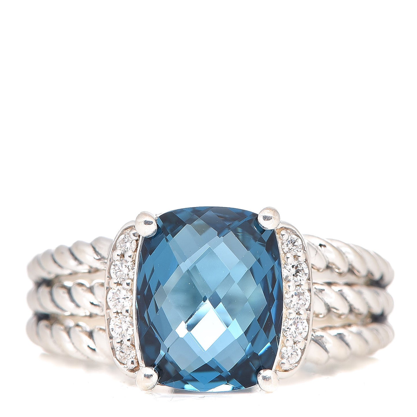 Sterling Silver Diamond Hampton Blue Topaz 10mm Petite Wheaton Ring 54 7
