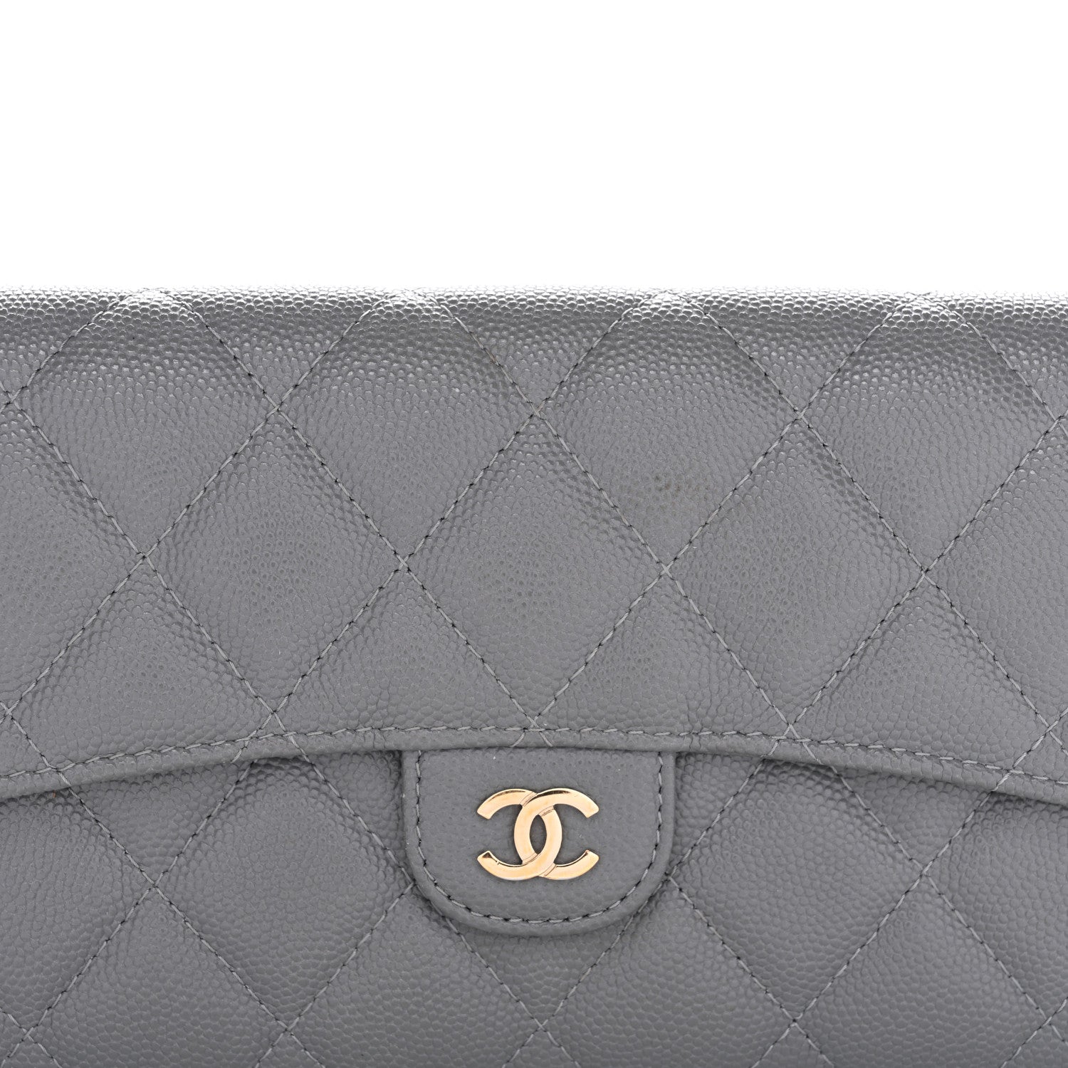 Chanel Caviar Quilted Large Gusset Flap Wallet Grey 9 of 11