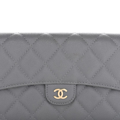 Chanel Caviar Quilted Large Gusset Flap Wallet Grey 9 of 11