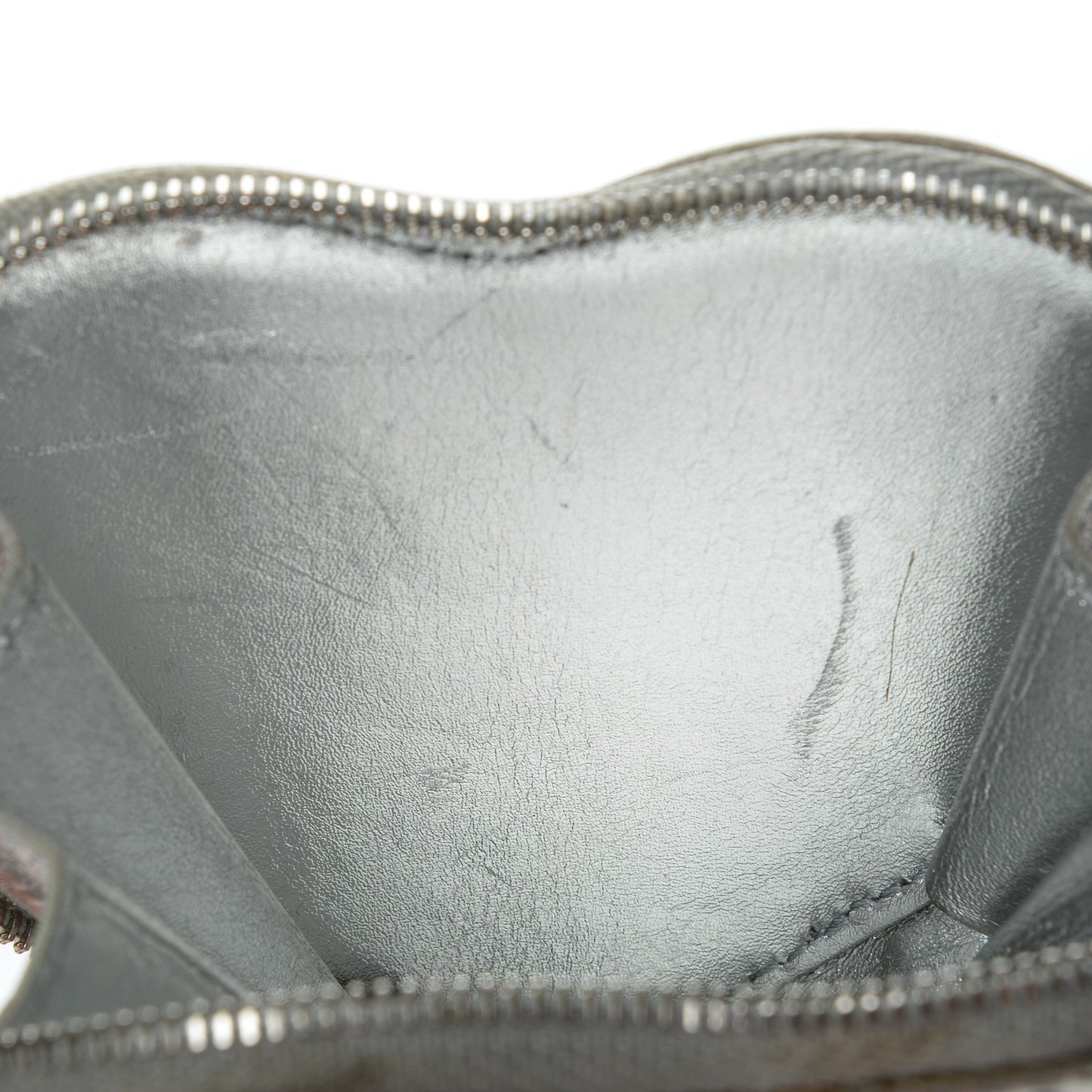 Monogram Miroir Heart Coin Purse Silver