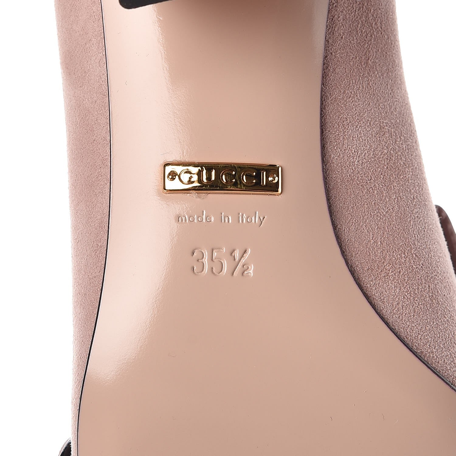 Gucci Kid Scamosciato GG Marmont Fringe 50mm Loafer Pumps 35.5 Crystal Pink 6 of 9