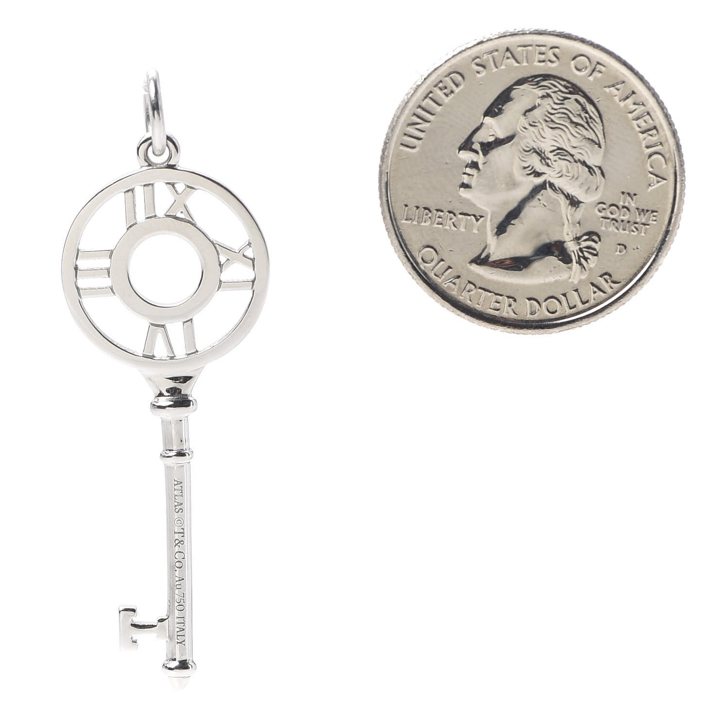 18K White Gold Diamond Atlas Key Pendant