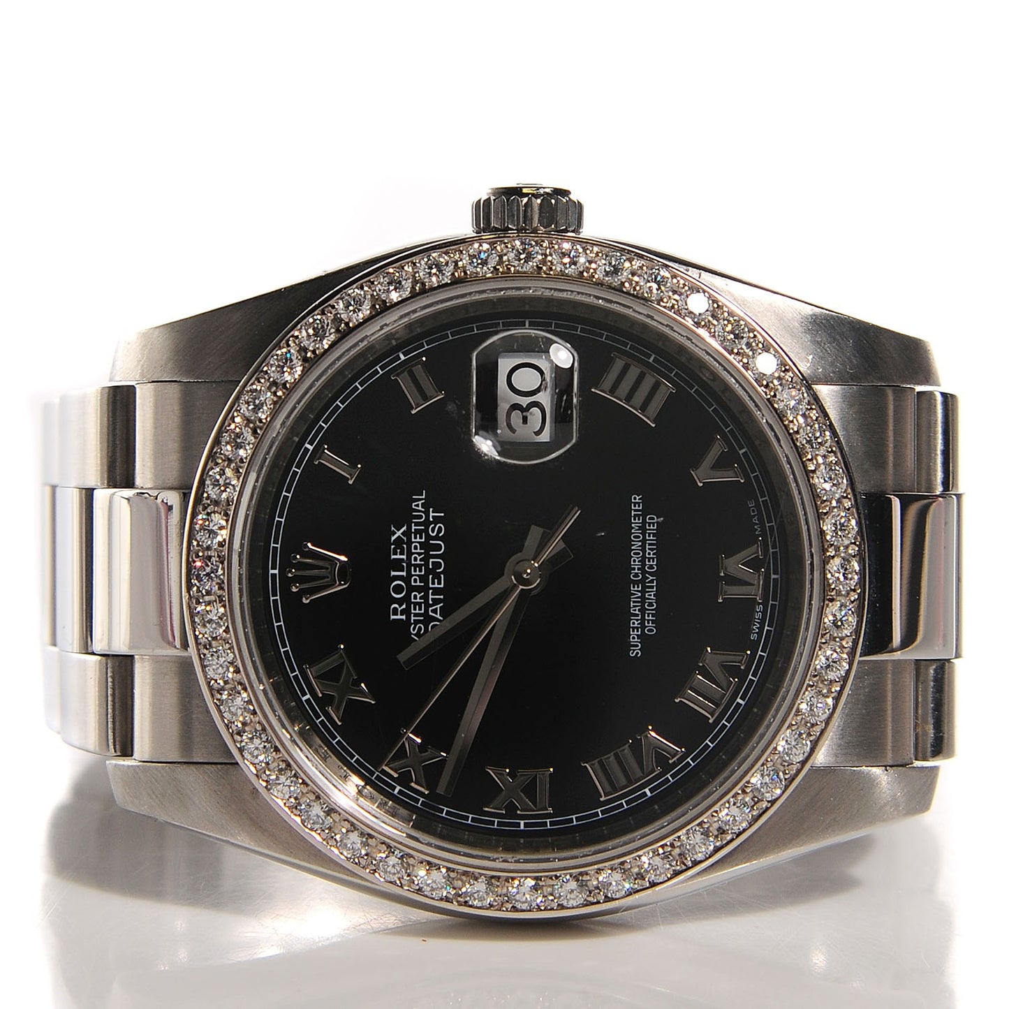 Stainless Steel Diamond 31mm Oyster Perpetual Datejust Watch Black