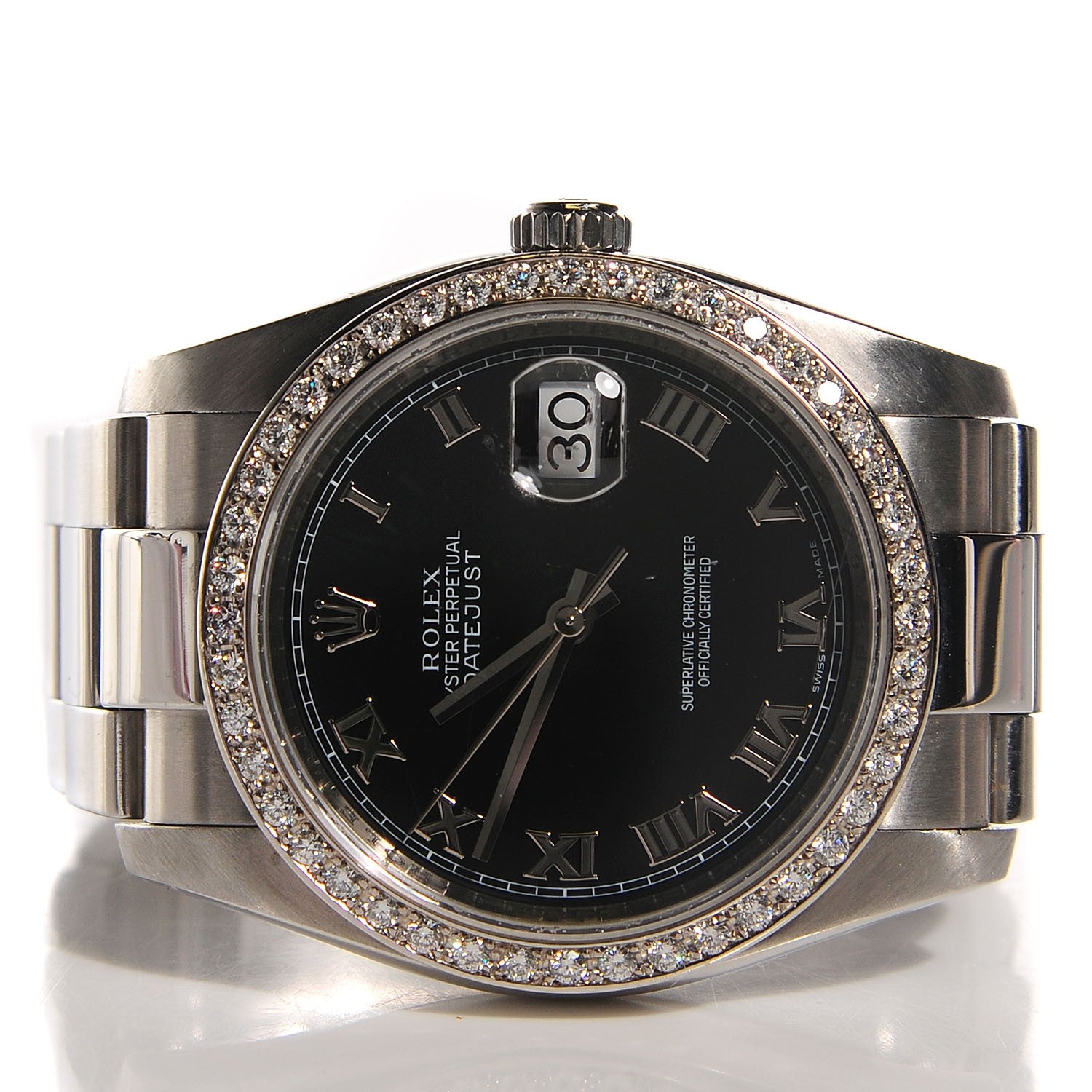 Rolex Stainless Steel Diamond 31mm Oyster Perpetual Datejust Watch Black 3 of 7