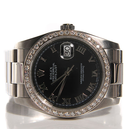 Rolex Stainless Steel Diamond 31mm Oyster Perpetual Datejust Watch Black 3 of 7