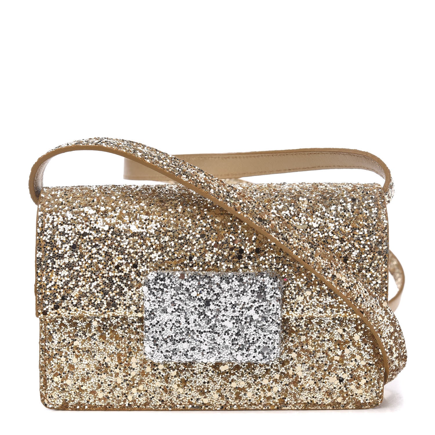 Saint Laurent Glitter Small Lulu Bunny Satchel Gold Silver 1 of 10