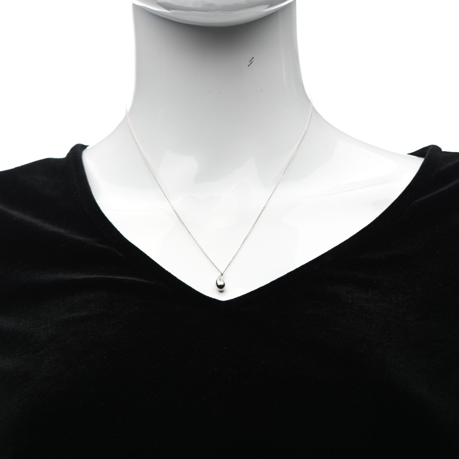 Tiffany Sterling Silver 12mm Elsa Peretti Tear Drop Pendant Necklace 2 of 6