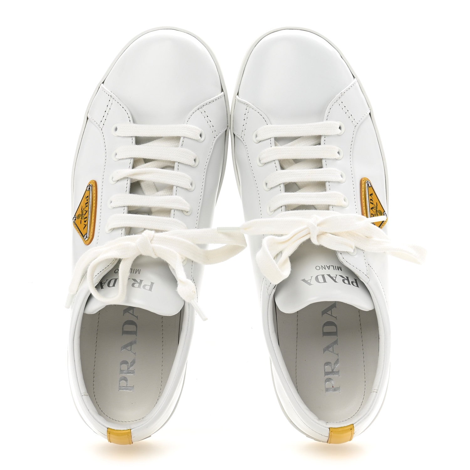 Prada Spazzolato Rois Metal Triangle Logo 25mm Sneakers 39.5 White Soleil 2 of 12