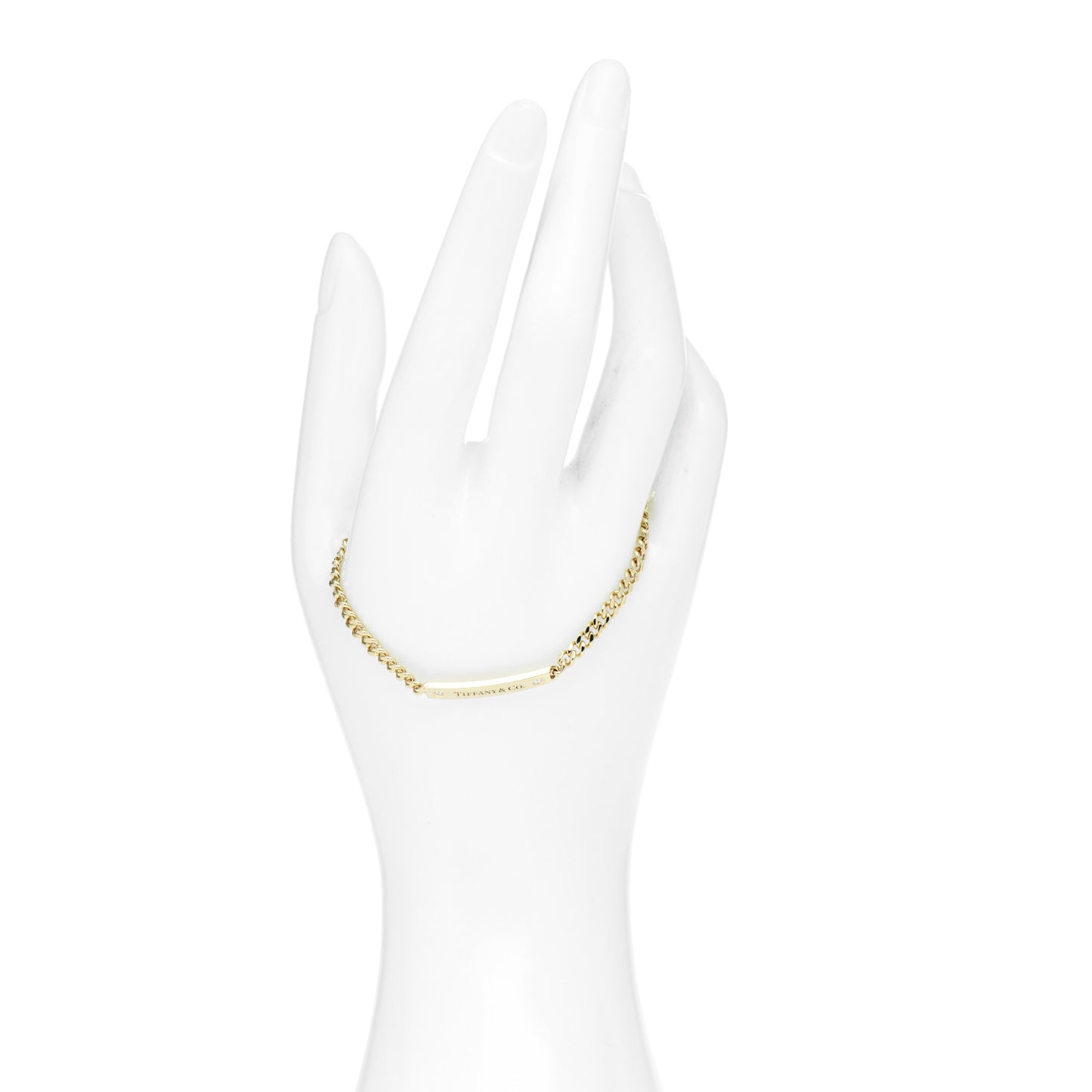 18K Yellow Gold Diamond Micro Link ID Chain Bracelet
