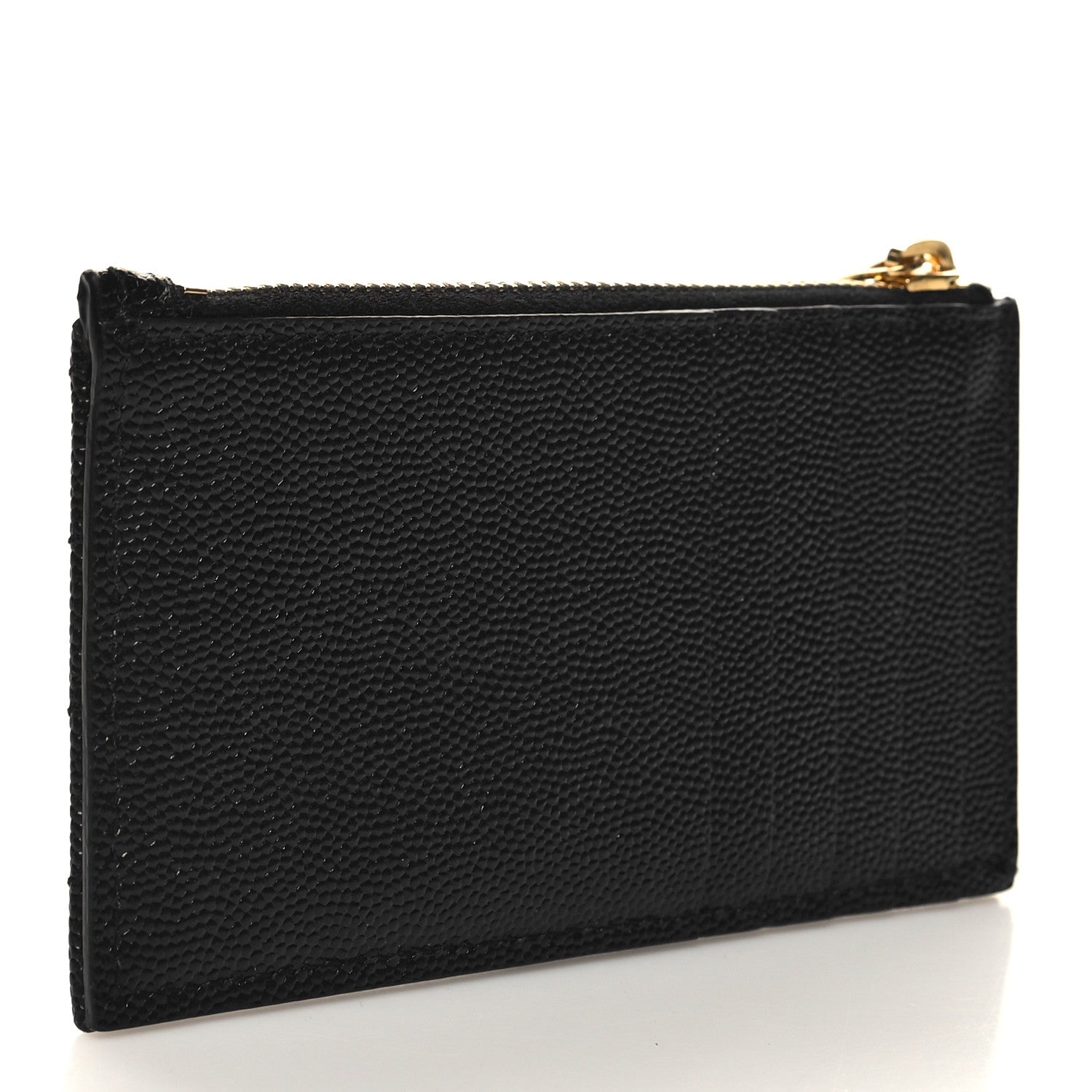 Saint Laurent Grain De Poudre Matelasse Chevron Monogram Fragments Zippered Card Case Black 3 of 9