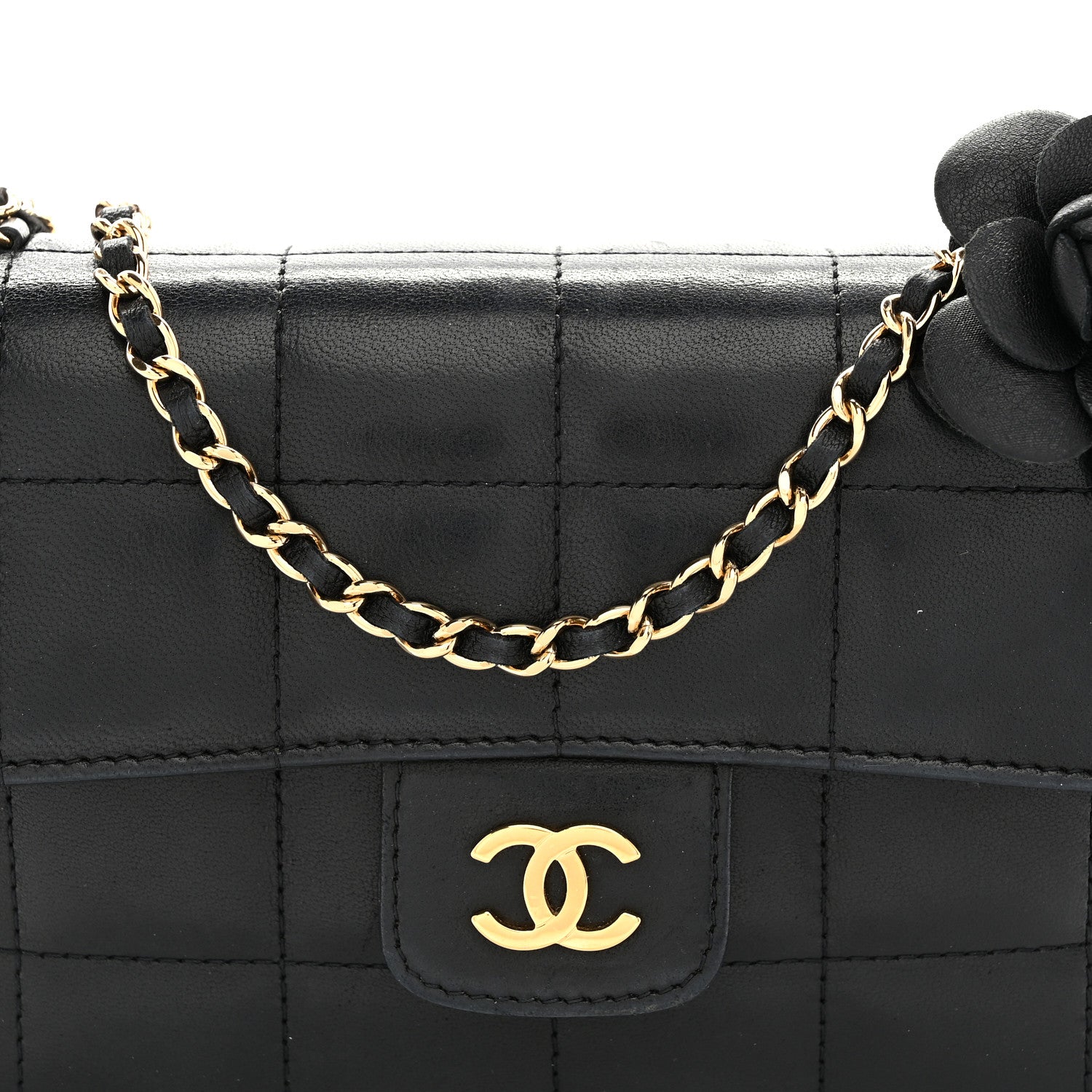 Chanel Lambskin Quilted Mini Chocolate Bar Camellia Flap Black 8 of 10