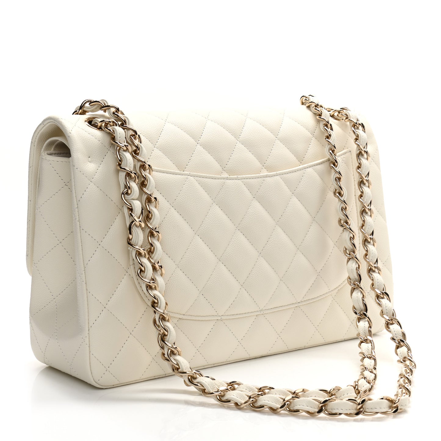 Caviar Quilted Jumbo Double Flap White
