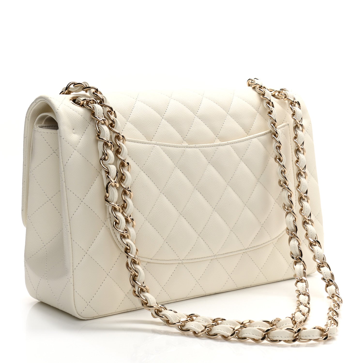 Chanel Caviar Quilted Jumbo Double Flap White 3 of 10