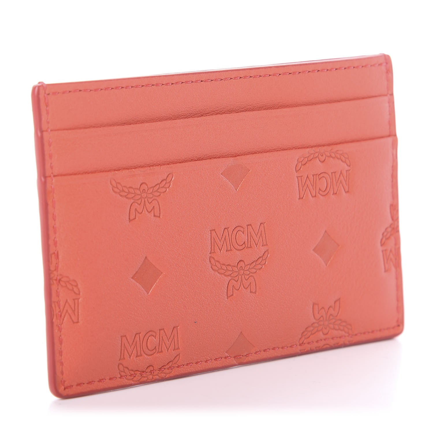 MCM Calfskin Calfskin Ottomar Monogram Card Case Hot Coral 2 of 6
